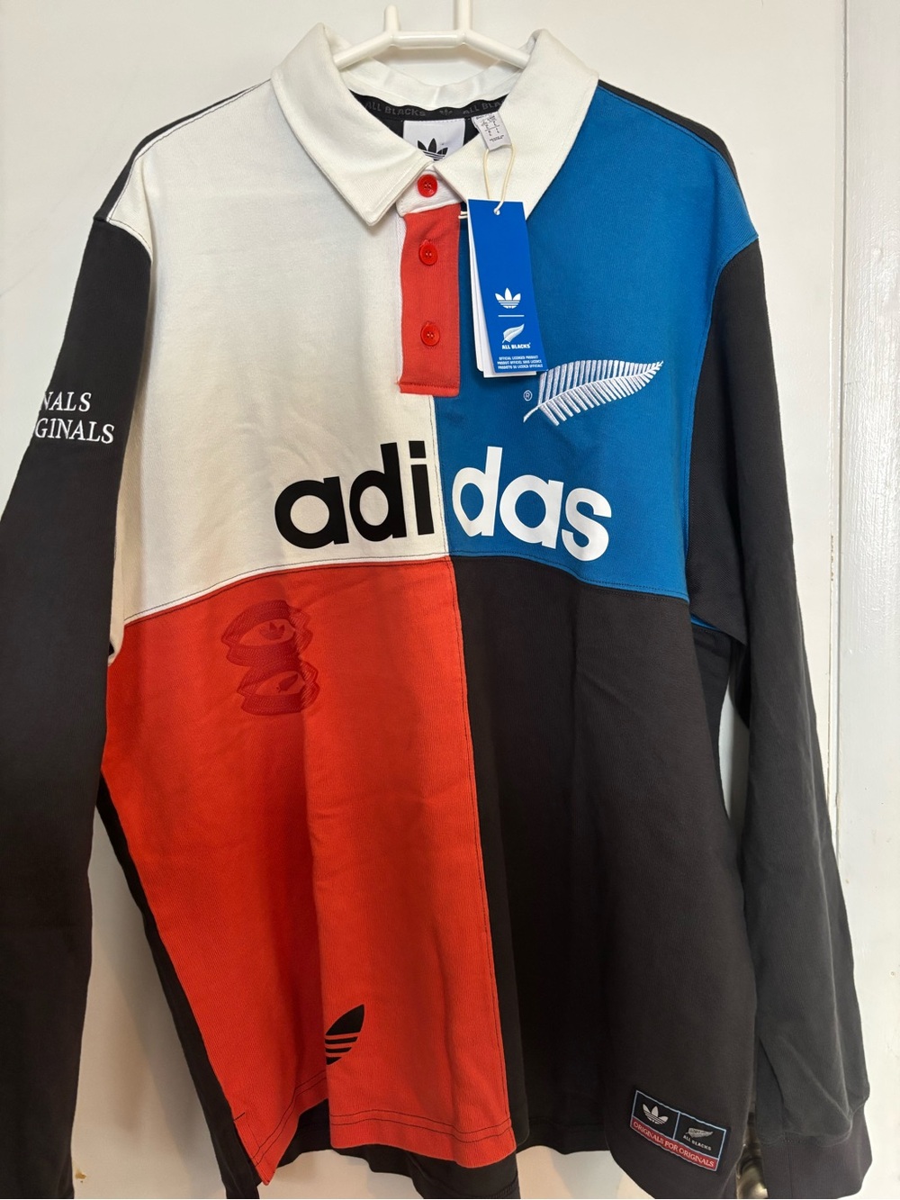All Blacks adidas Long Sleeve Rugby Shirt - Black Size L